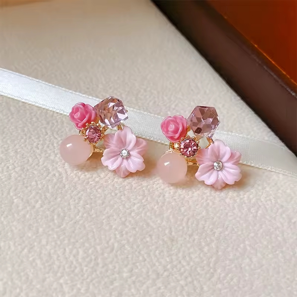 Elegant Pink Floral Earrings